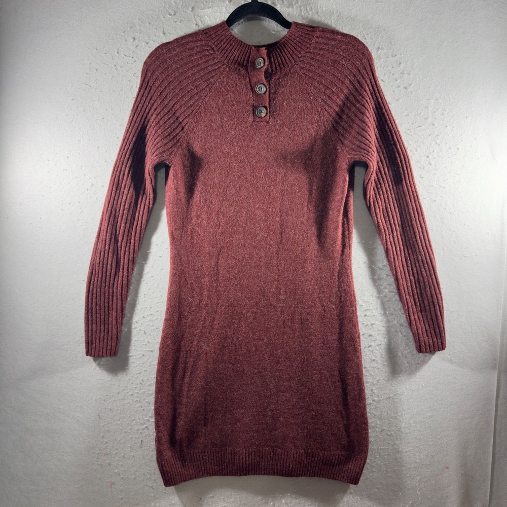 3275 | Y2K Abercrombie & Fitch Henley Sweater Dress Burgundy Women S
